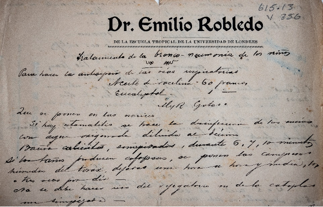 Foto de formula médica del Dr Emilio Robledo Correo a niños