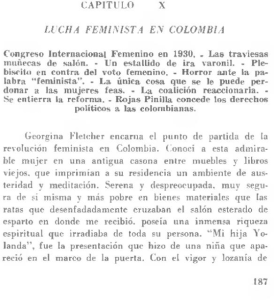 Texto de referencia con Capitulo X, Lucha Feminista en Colombia