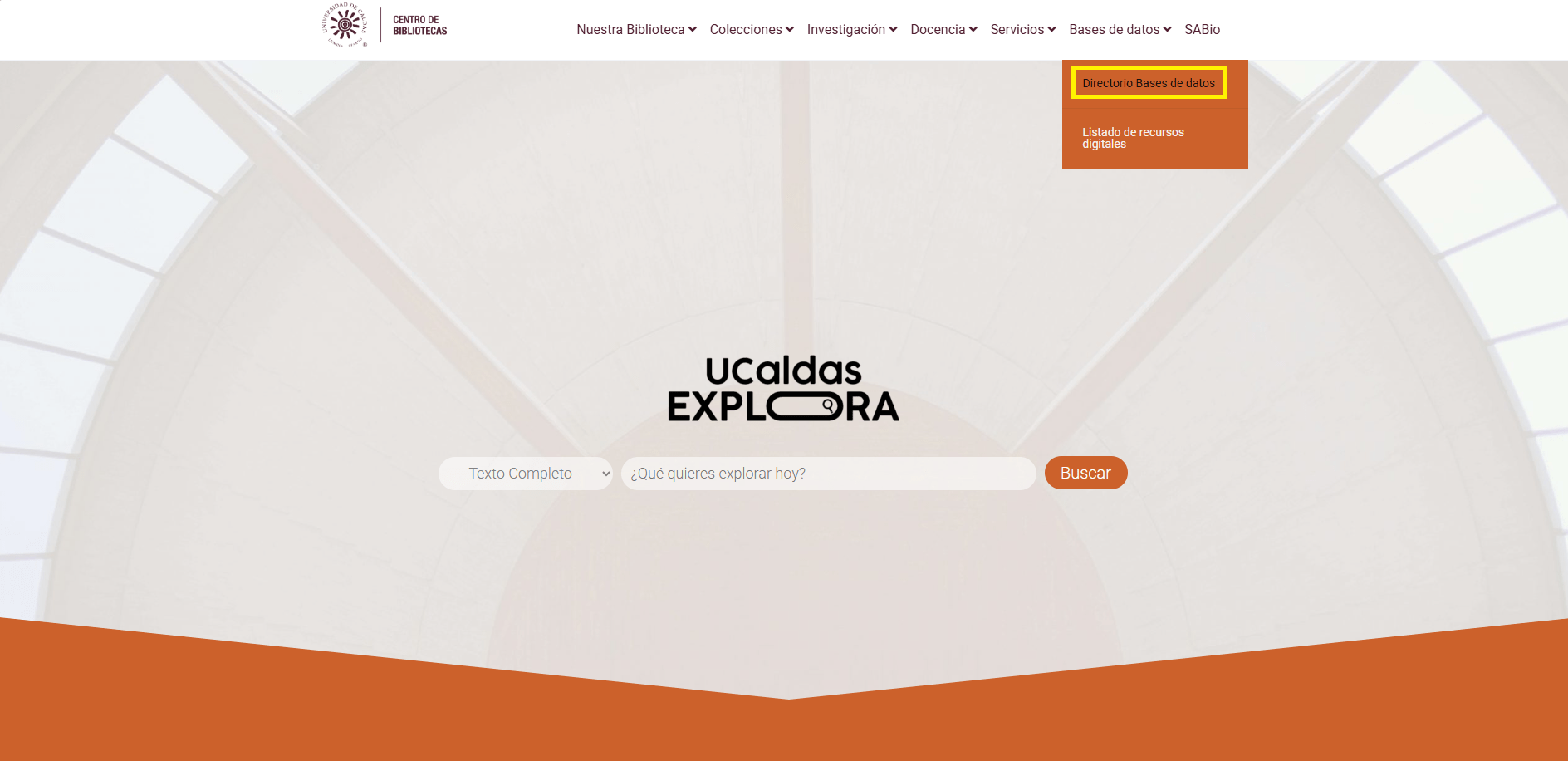 Paso 2, Ingresar a las bibliotecas desde biblio.ucaldas.edu.co