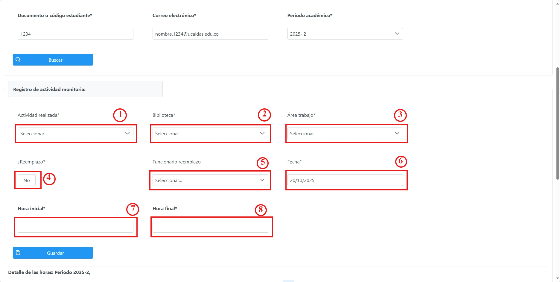 Formulario registro de actividades de monitoría